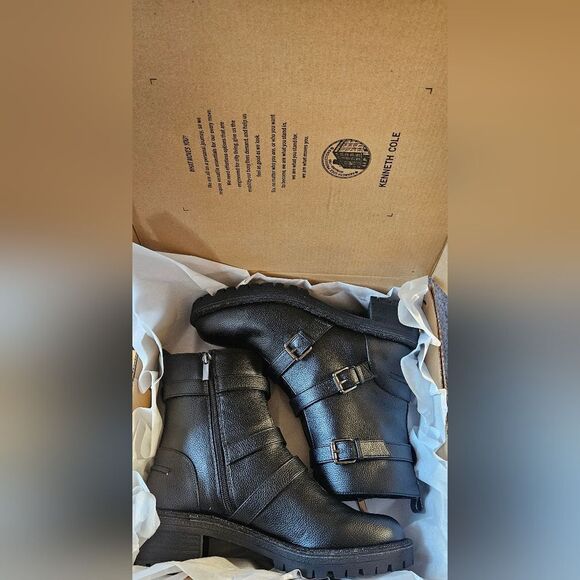 KENNITH COLE REACTION TATE Faux Leather Rhinestone Womens Motorcycle Boots NIB 8 - Picture 15 of 16